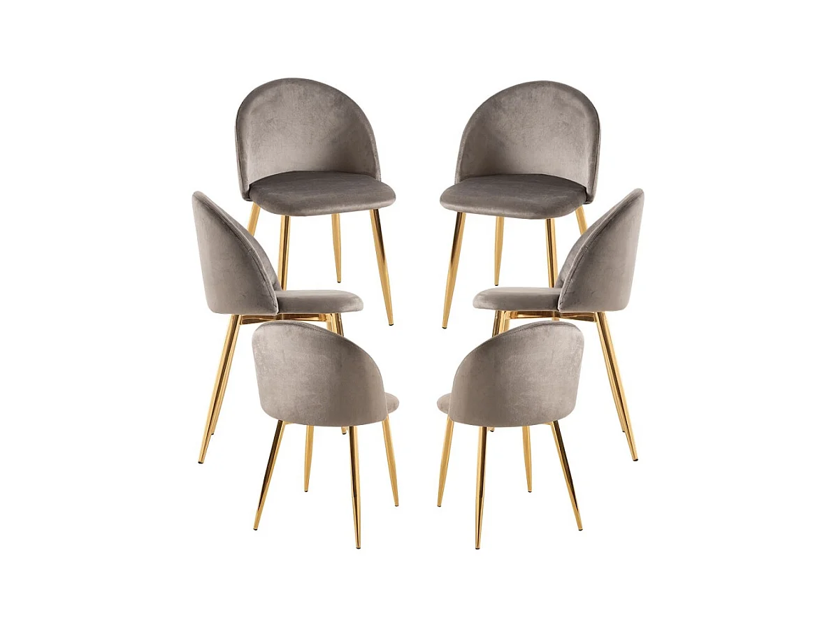 Packs Sillas Comedor - Pack 6 Sillas Vint Terciopelo Golden - Gris claro