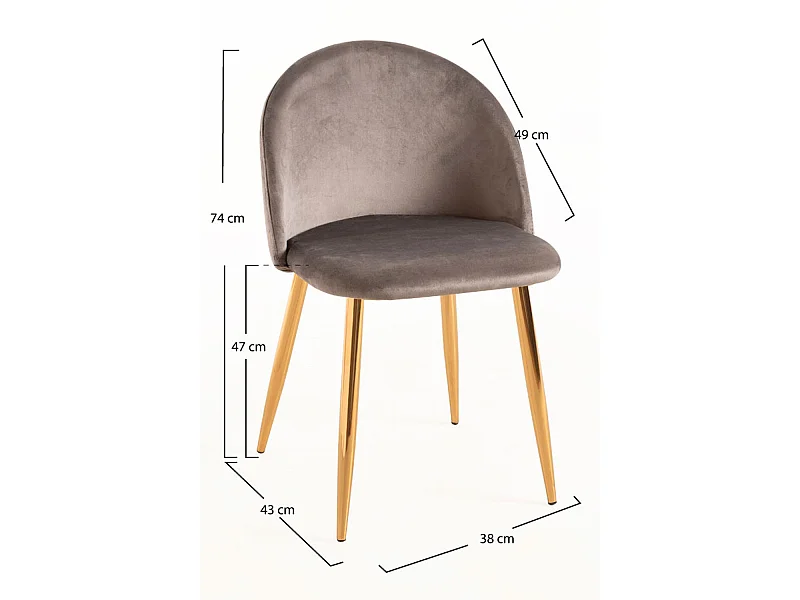 Packs Sillas Comedor - Pack 6 Sillas Vint Terciopelo Golden - Gris claro