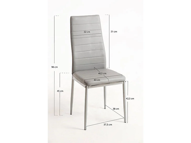 Packs Sillas Comedor - Pack 4 Sillas Lauter Polipiel - Gris claro