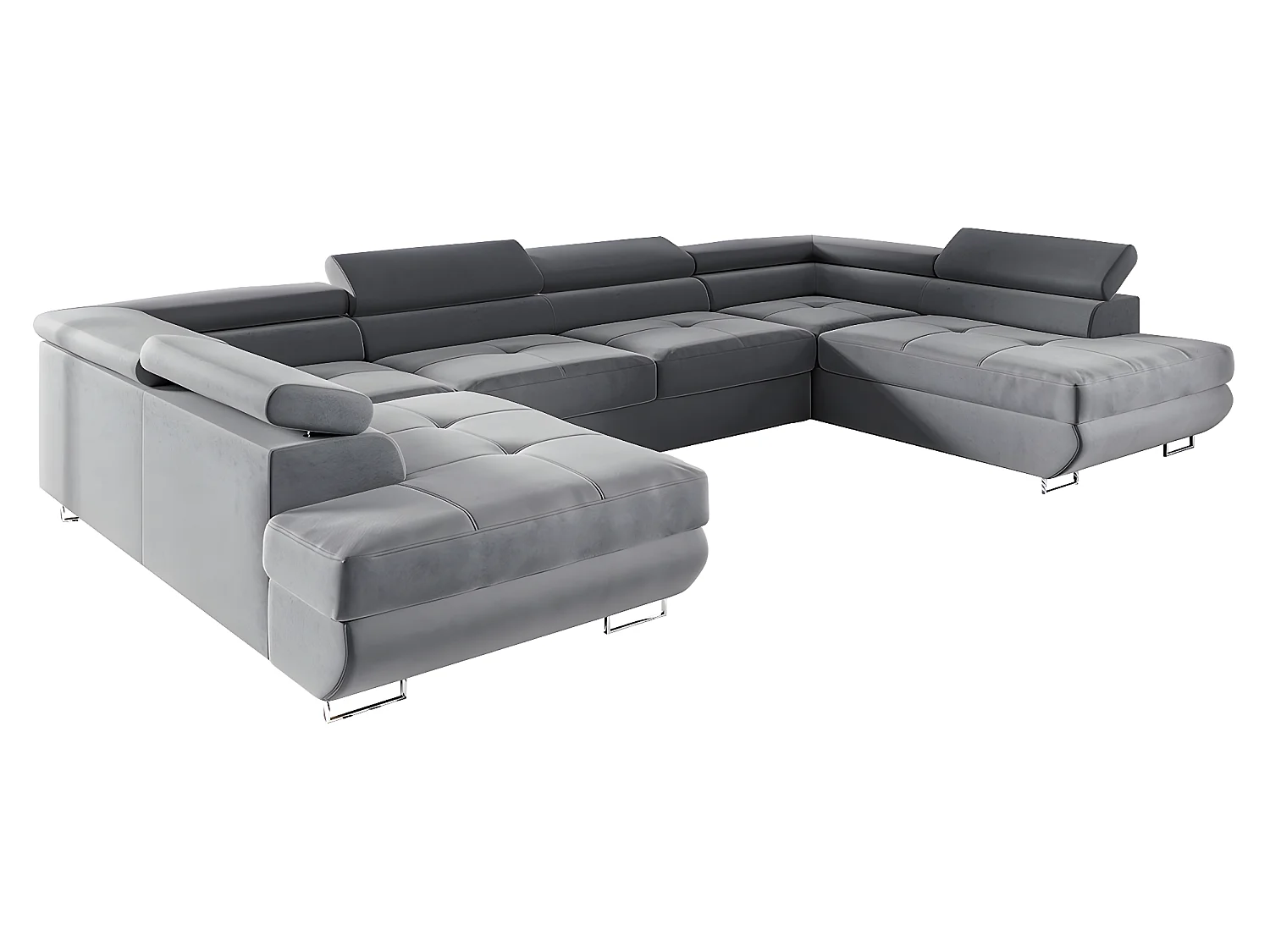 Canapé en U 5 places convertible avec coffre Wilson Gris