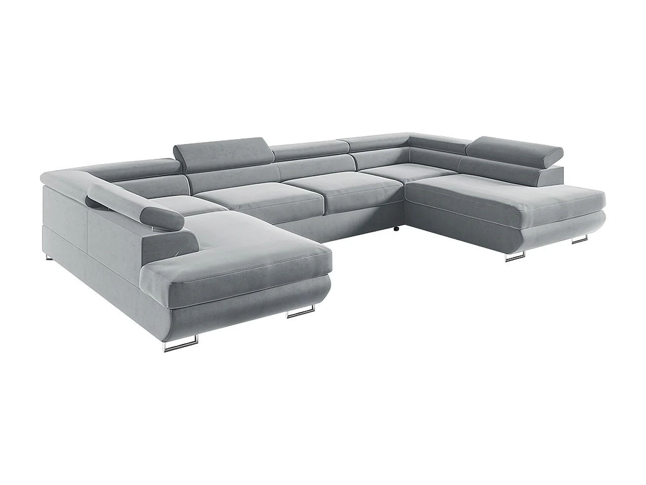 Canapé en U 5 places convertible avec coffre Lyam Gris clair