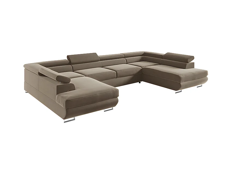 Canapé en U 5 places convertible avec coffre Lyam Marron
