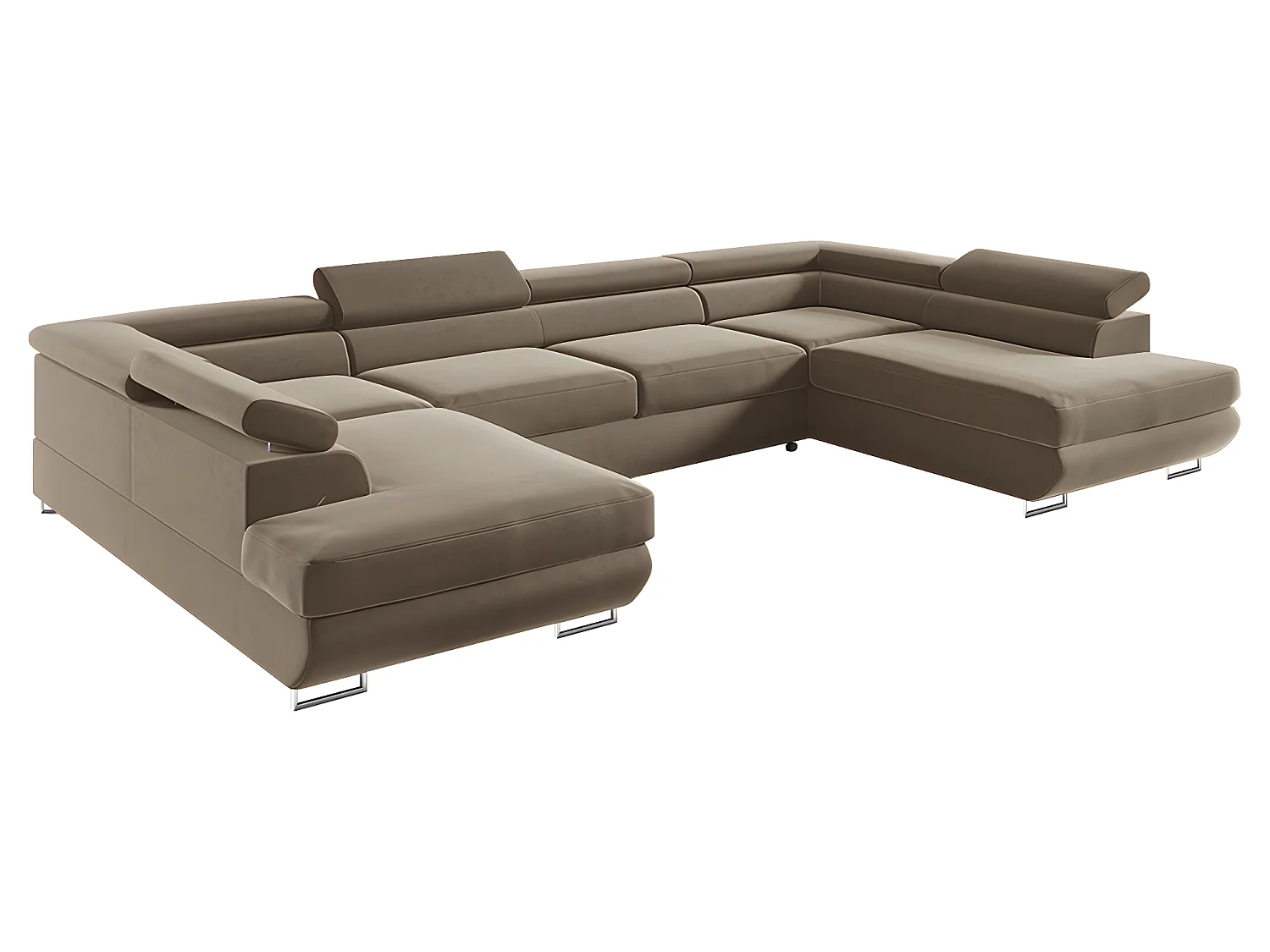 Canapé en U 5 places convertible avec coffre Lyam Marron