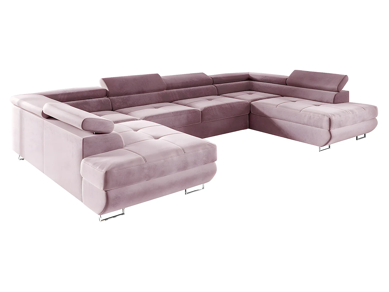 Canapé en U 5 places convertible avec coffre Wilson Rose