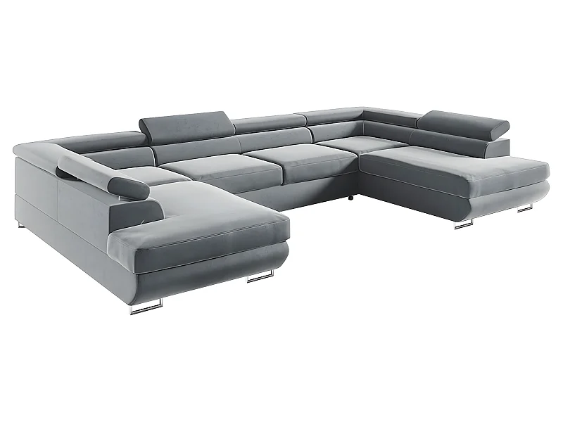 Canapé en U 5 places convertible avec coffre Lyam Gris