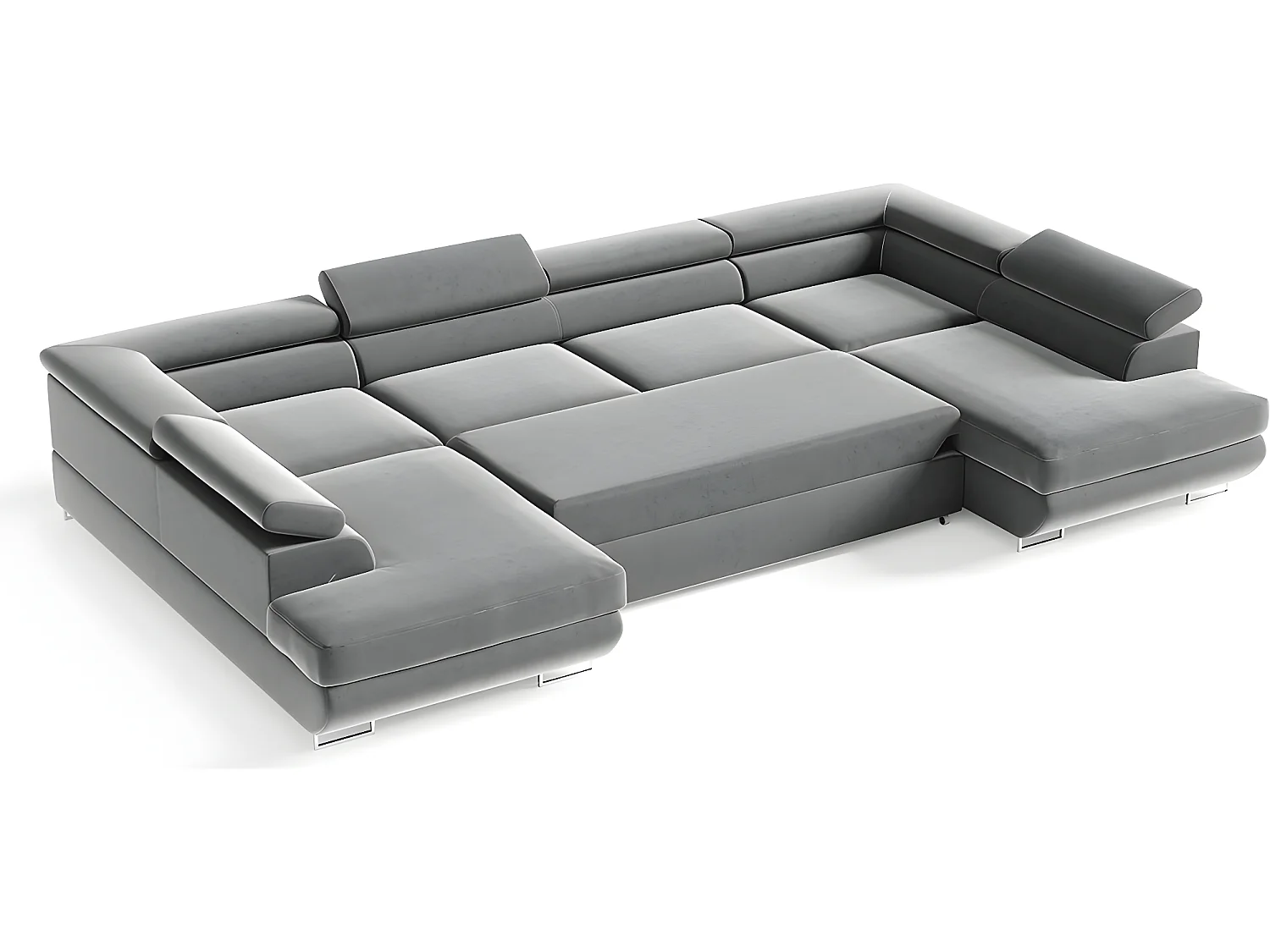 Canapé en U 5 places convertible avec coffre Lyam Gris