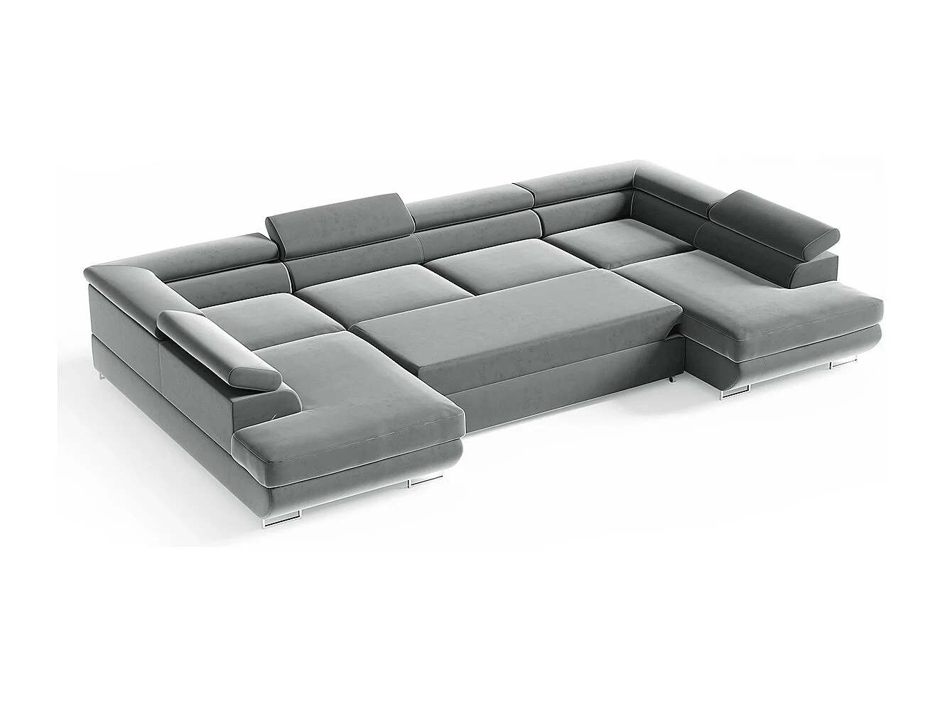 Canapé en U 5 places convertible avec coffre Lyam Gris