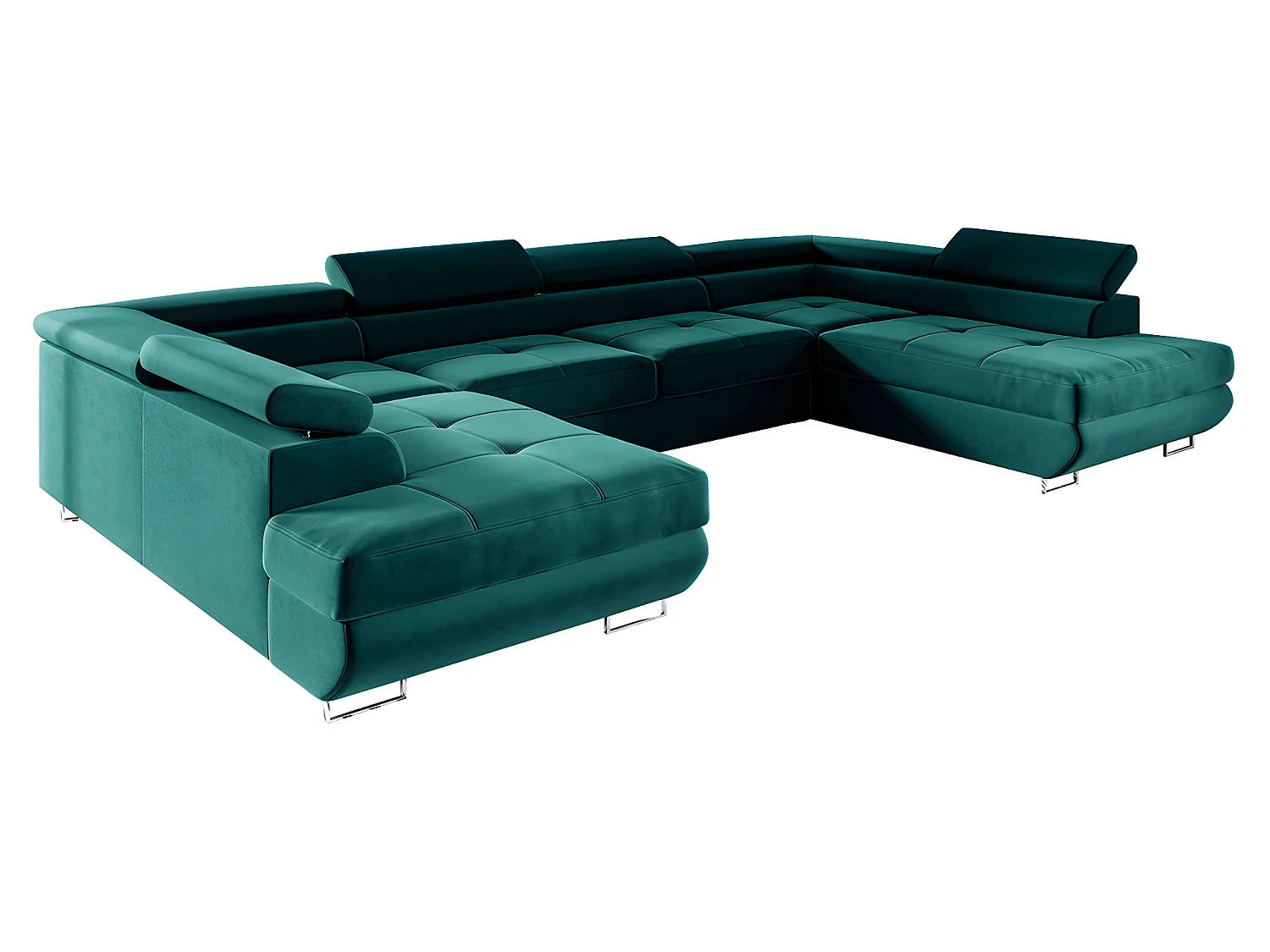 Canapé en U 5 places convertible avec coffre Wilson Vert sapin