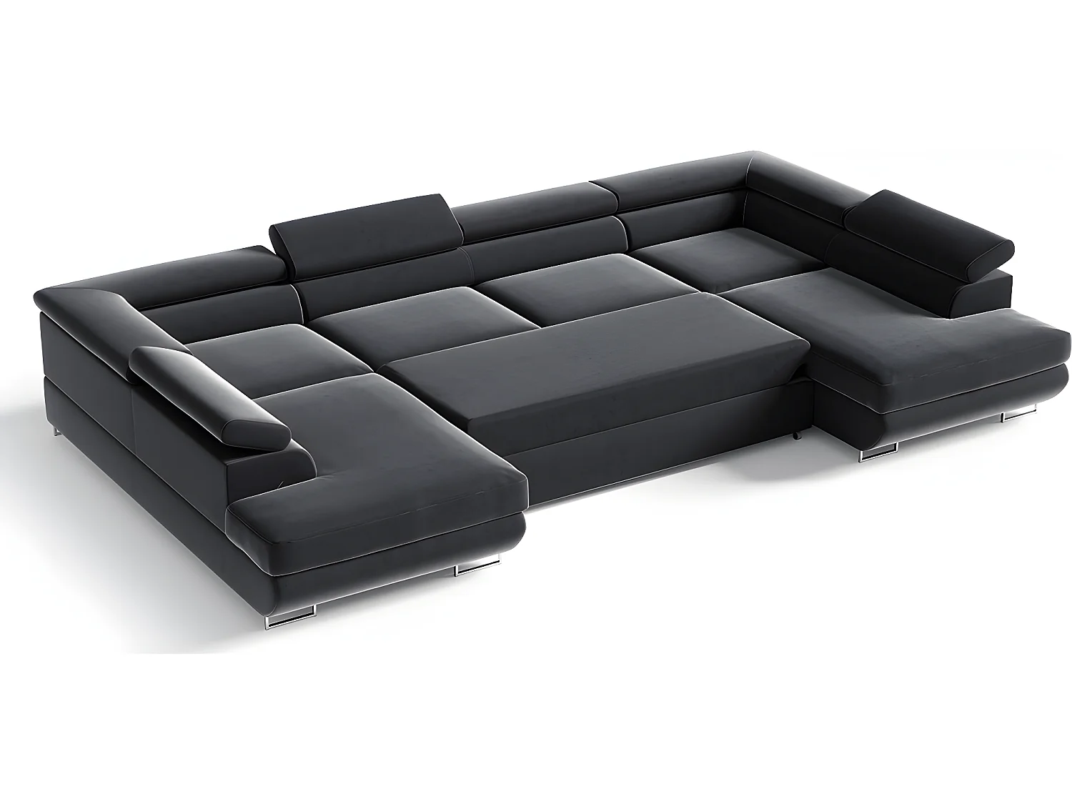 Canapé en U 5 places convertible avec coffre Lyam Gris anthracite