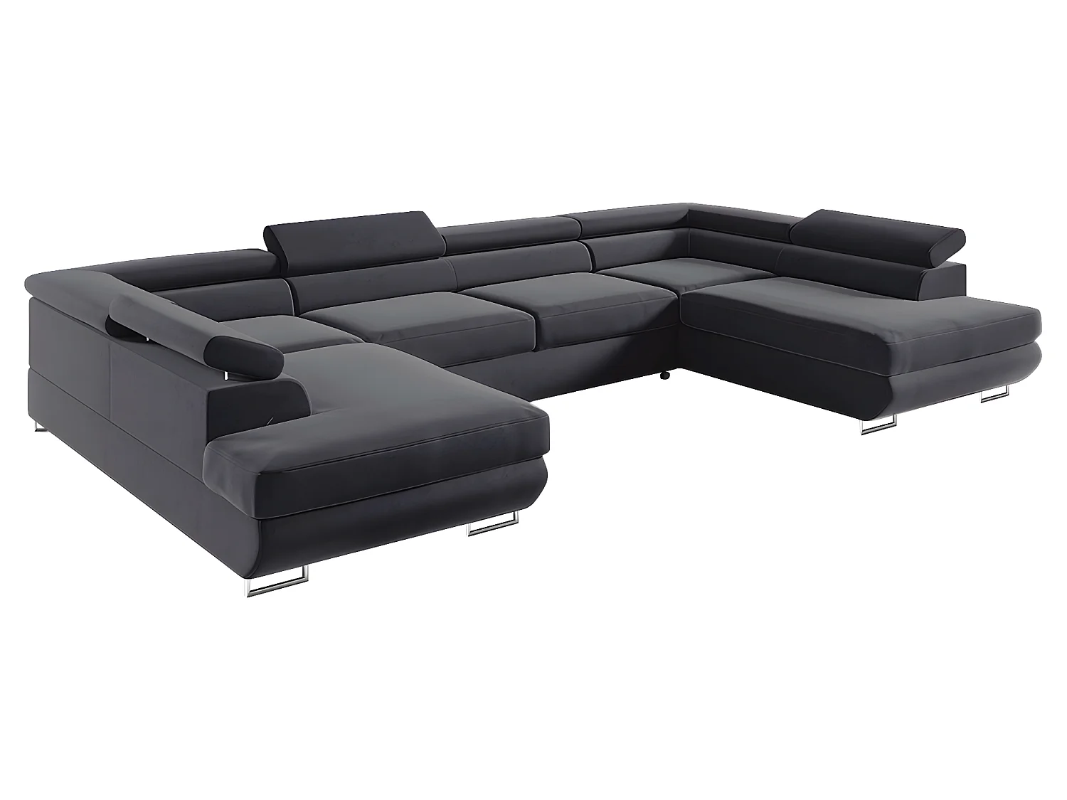 Canapé en U 5 places convertible avec coffre Lyam Gris anthracite