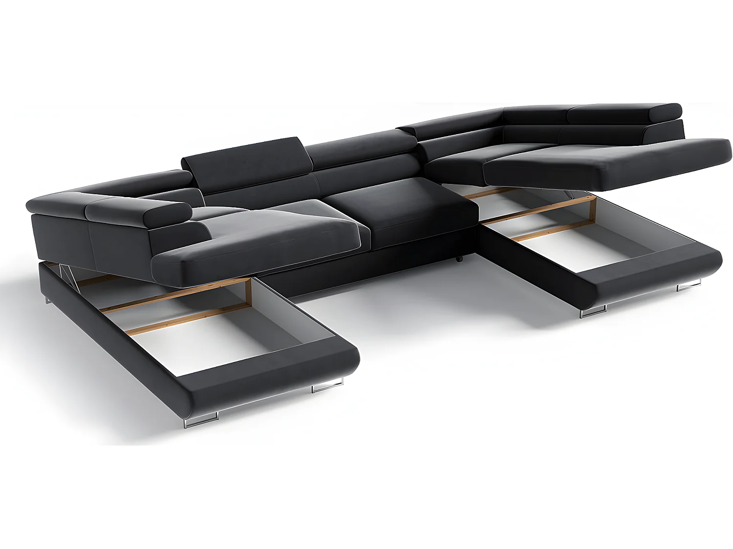 Canapé en U 5 places convertible avec coffre Lyam Gris anthracite