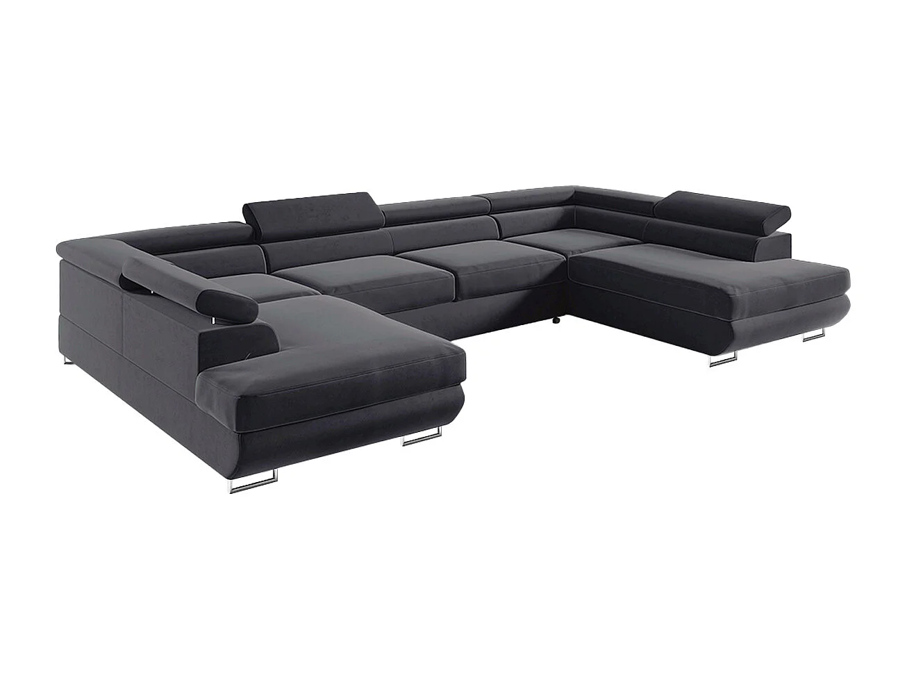 Canapé en U 5 places convertible avec coffre Lyam Gris anthracite