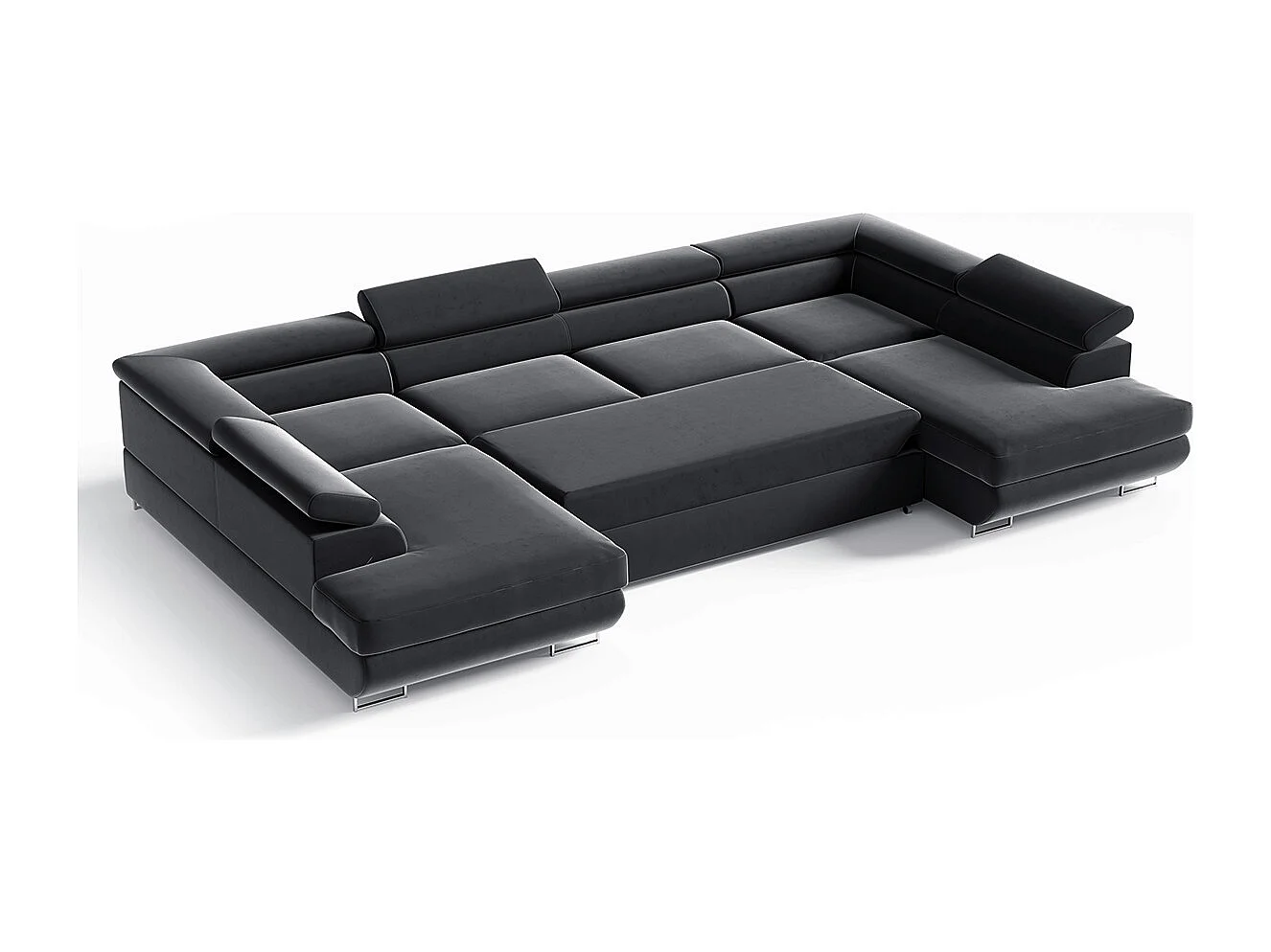 Canapé en U 5 places convertible avec coffre Lyam Gris anthracite
