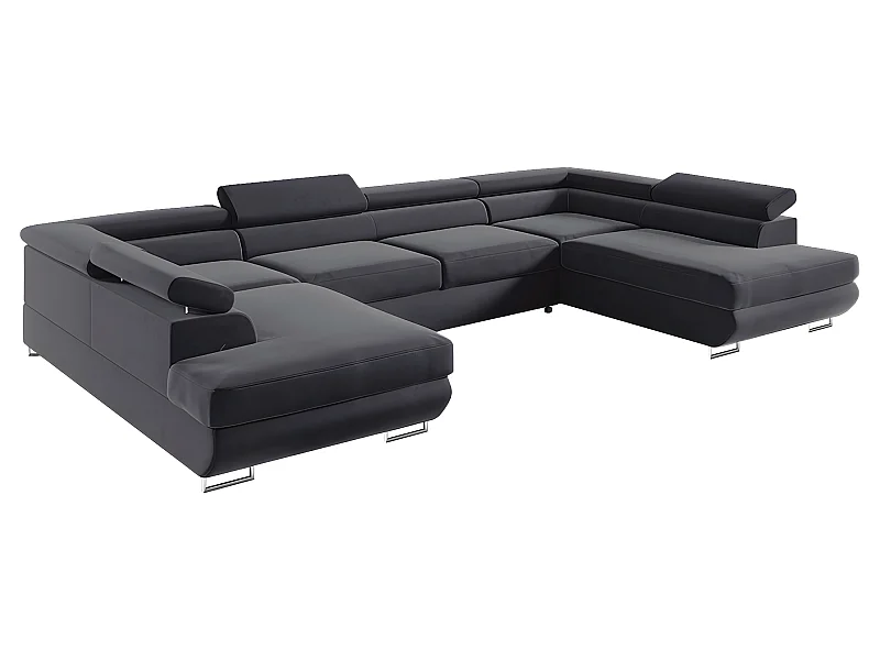 Canapé en U 5 places convertible avec coffre Lyam Gris anthracite