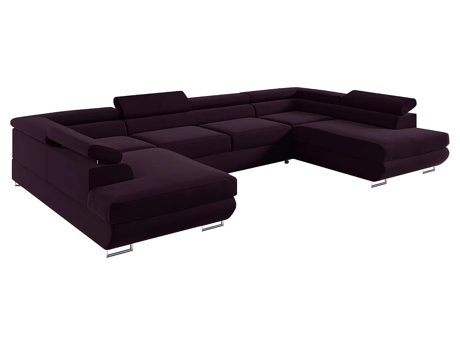 Canapé en U 5 places convertible avec coffre Lyam Bordeaux