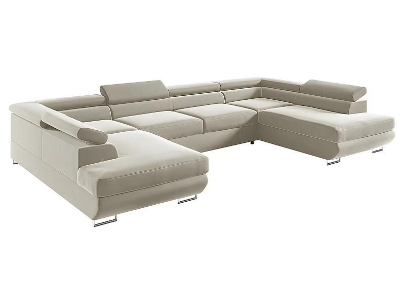 Canapé en U 5 places convertible avec coffre Lyam Beige