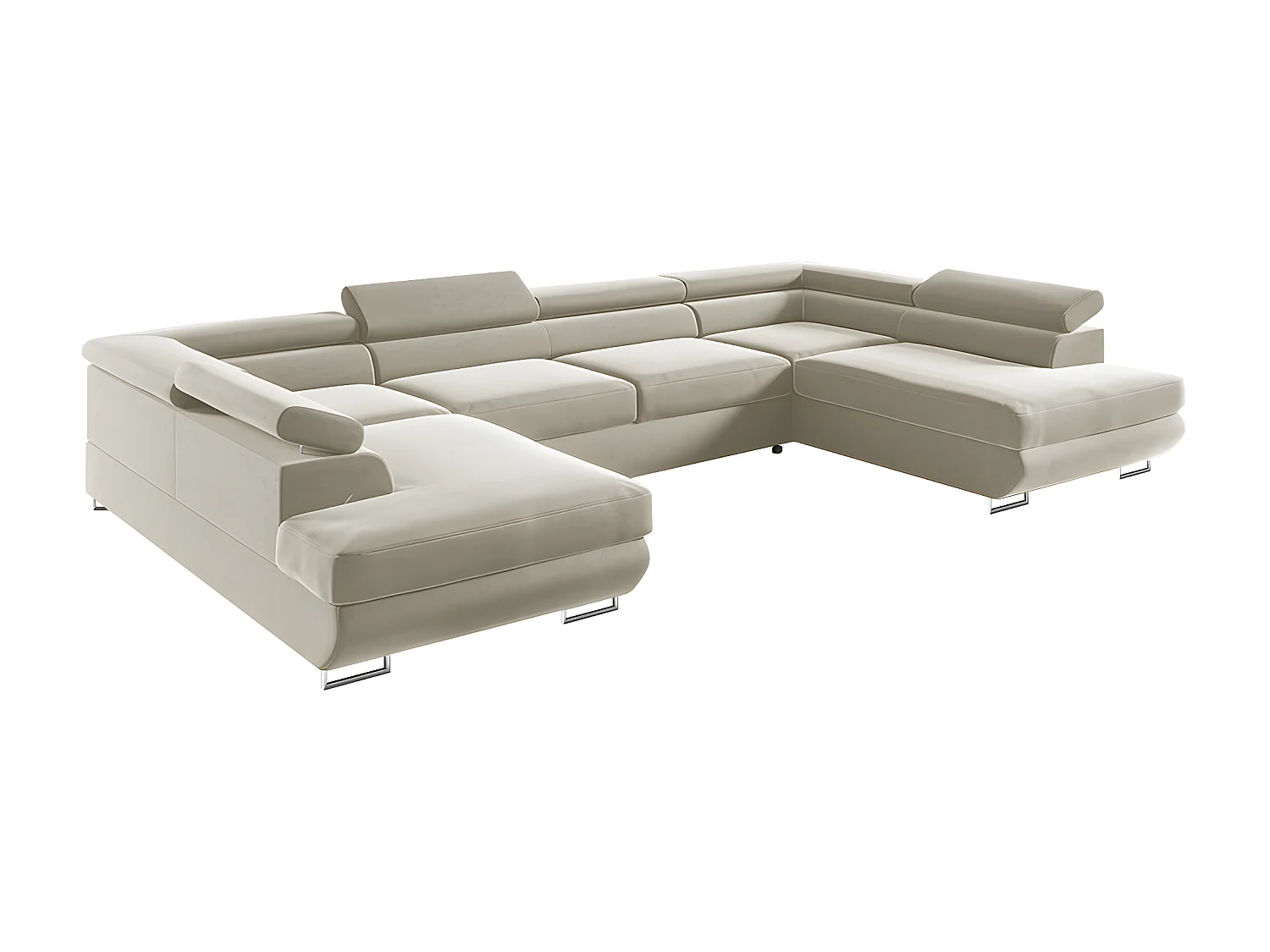 Canapé en U 5 places convertible avec coffre Lyam Beige