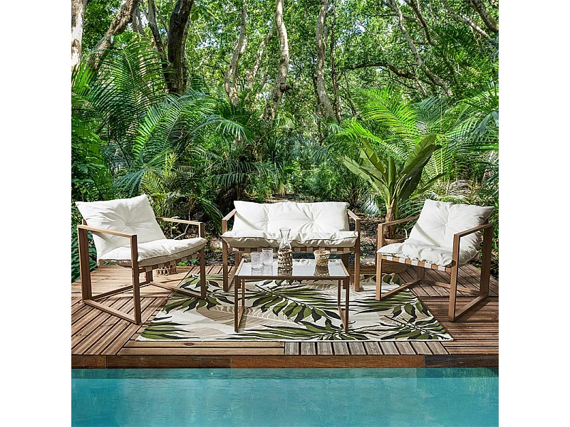 Salon de Jardin 4 Places "Cagliari" 118cm Blanc