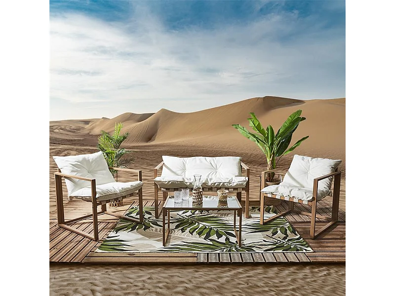 Salon de Jardin 4 Places "Cagliari" 118cm Blanc