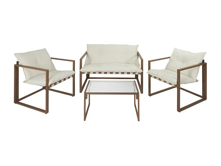 Salon de Jardin 4 Places "Cagliari" 118cm Blanc