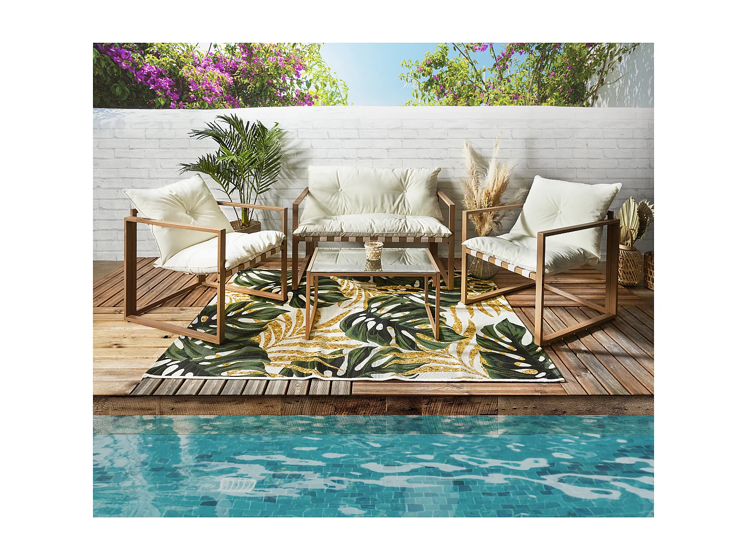 Salon de Jardin 4 Places "Cagliari" 118cm Blanc