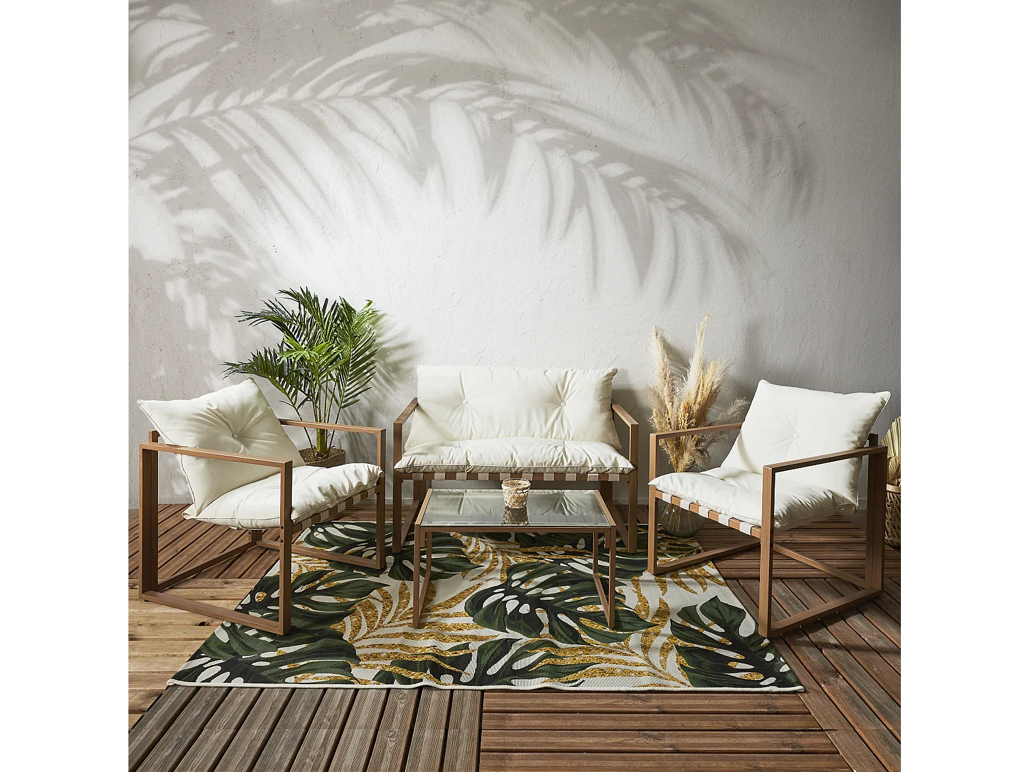 Salon de Jardin 4 Places "Cagliari" 118cm Blanc