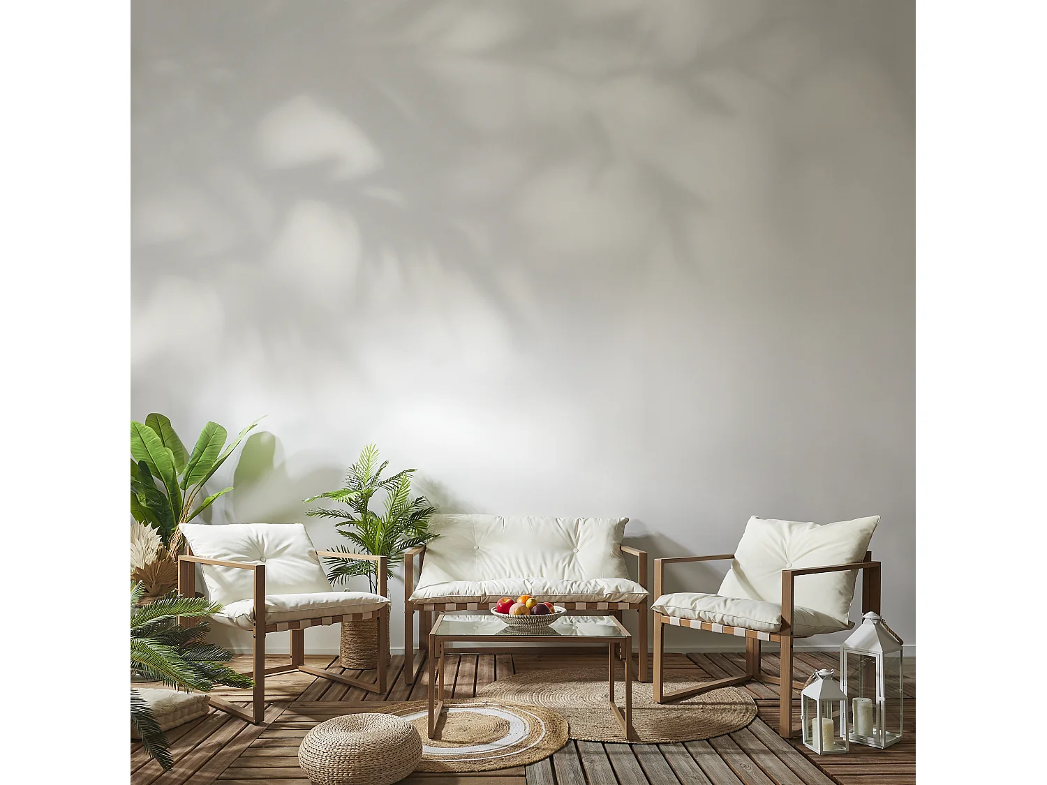 Salon de Jardin 4 Places "Cagliari" 118cm Blanc