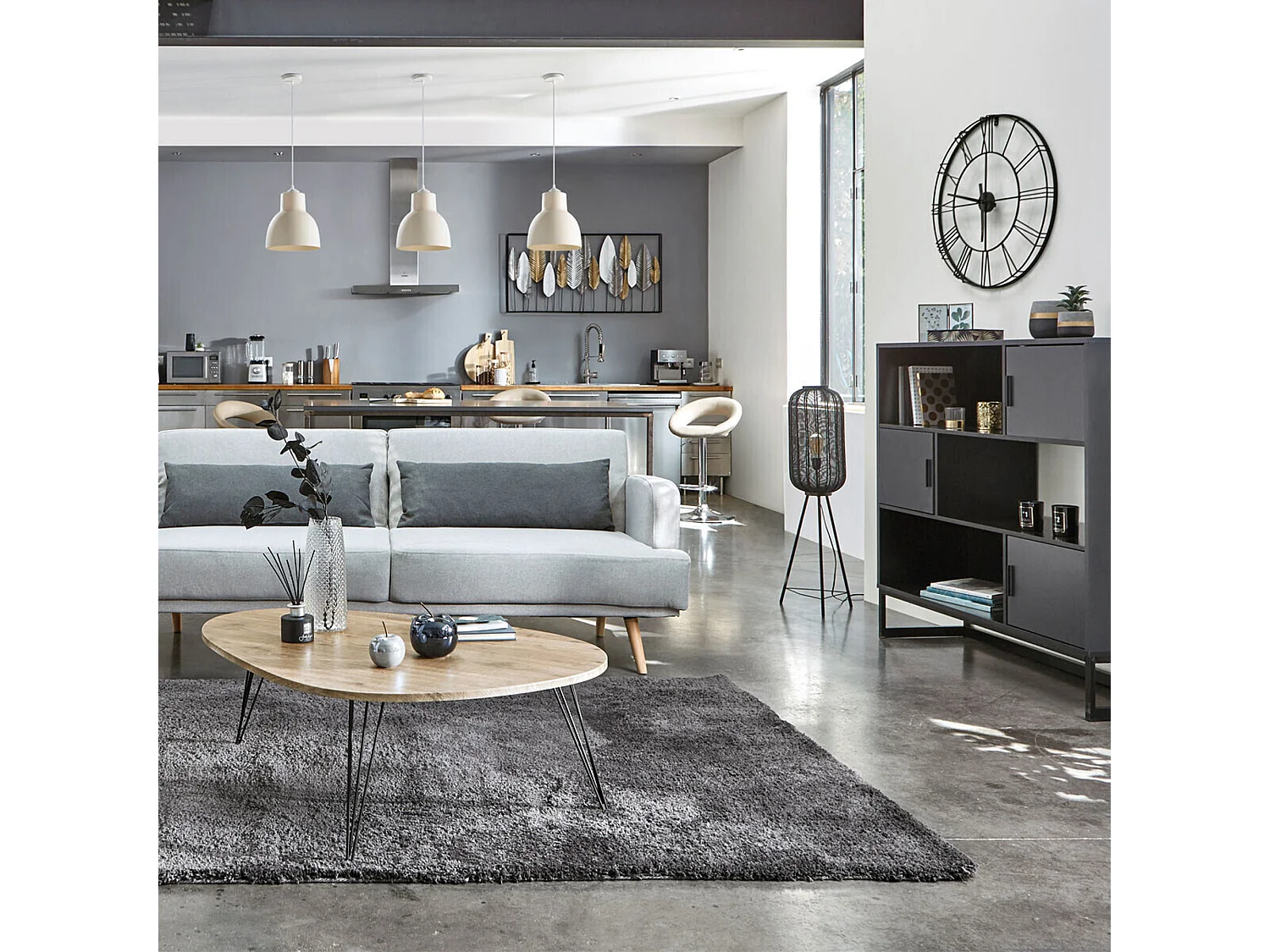 Lot de 2 tabourets de bar sasha couleur noire 47 x P 52,5 x H 80 cm