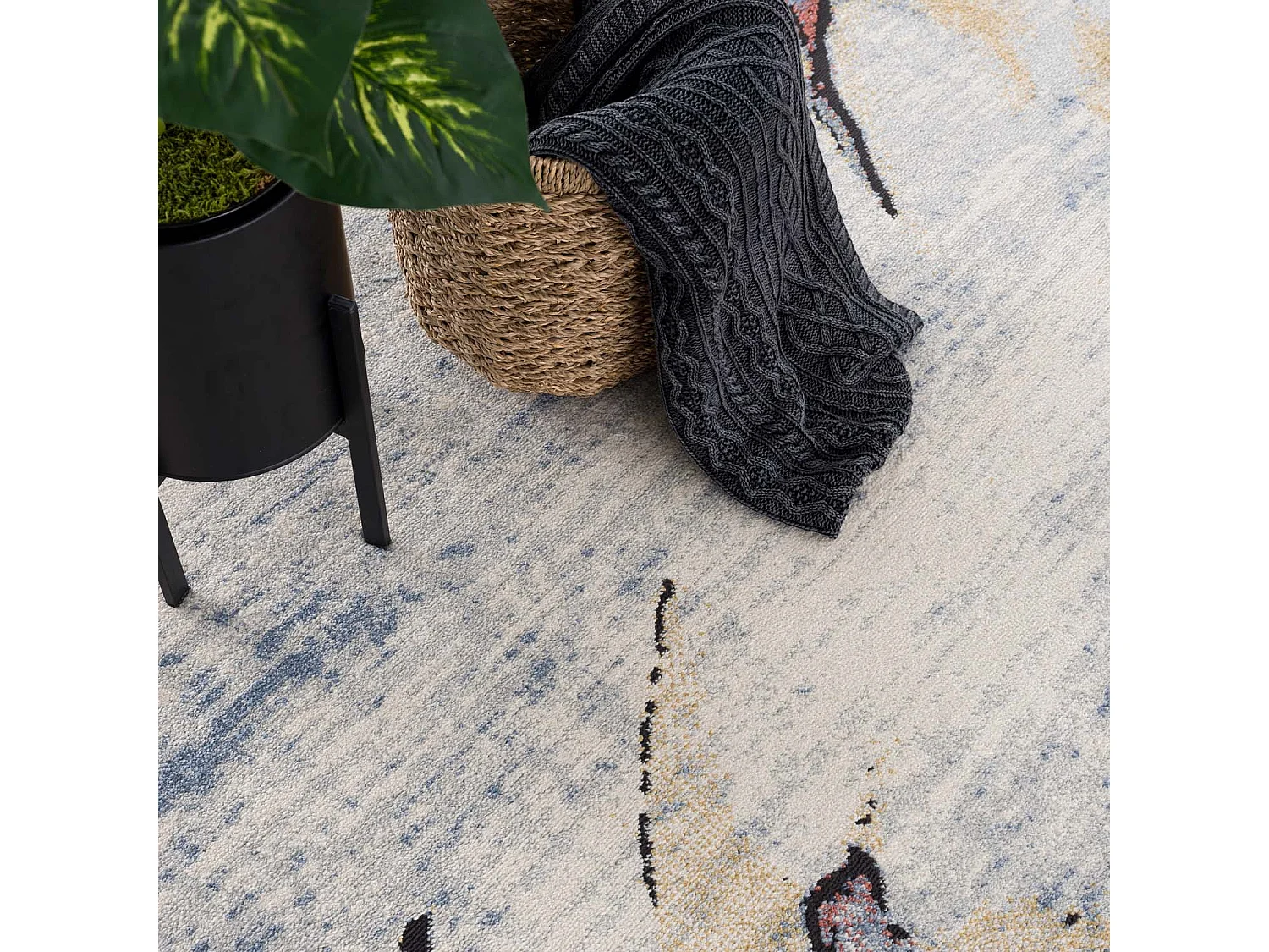 Mona - Tapis à poils courts multicolores 200x290cm