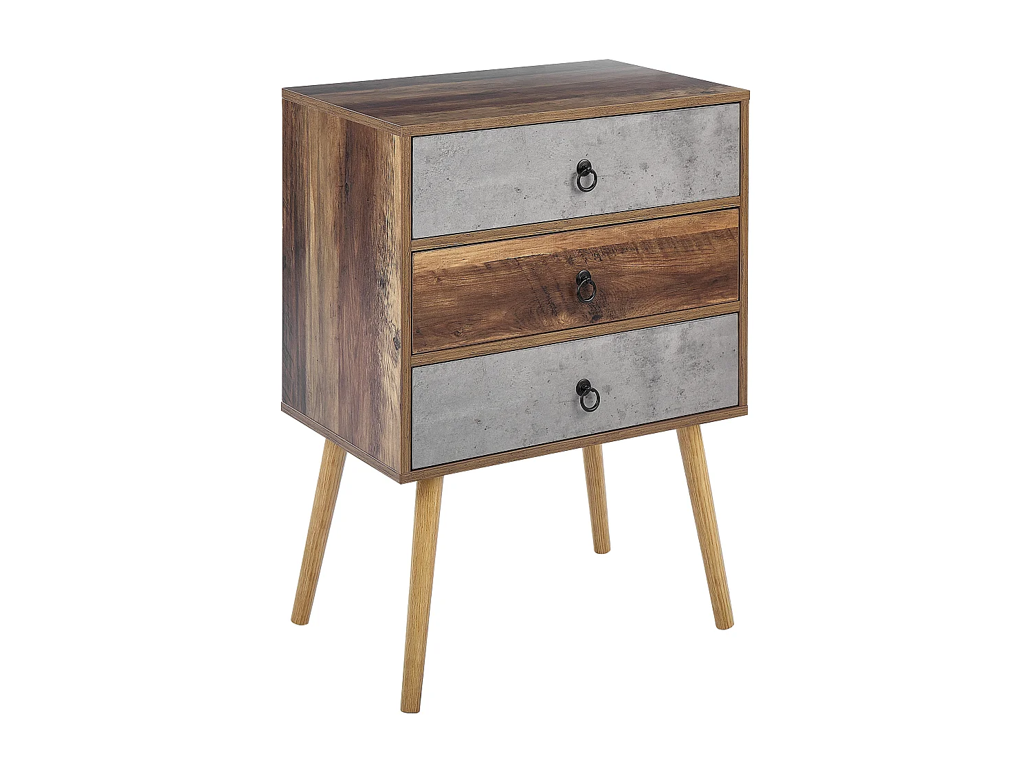 Komoda 3 szuflady BATLEY Szary efekt betonu