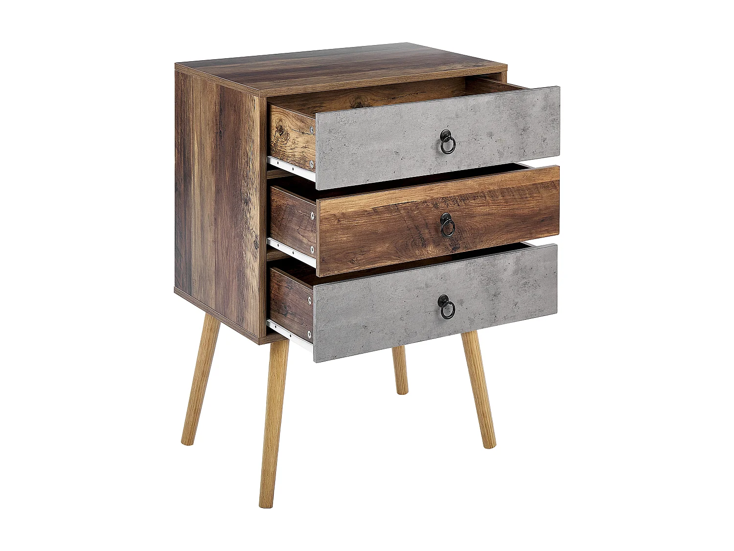 Komoda 3 szuflady BATLEY Szary efekt betonu