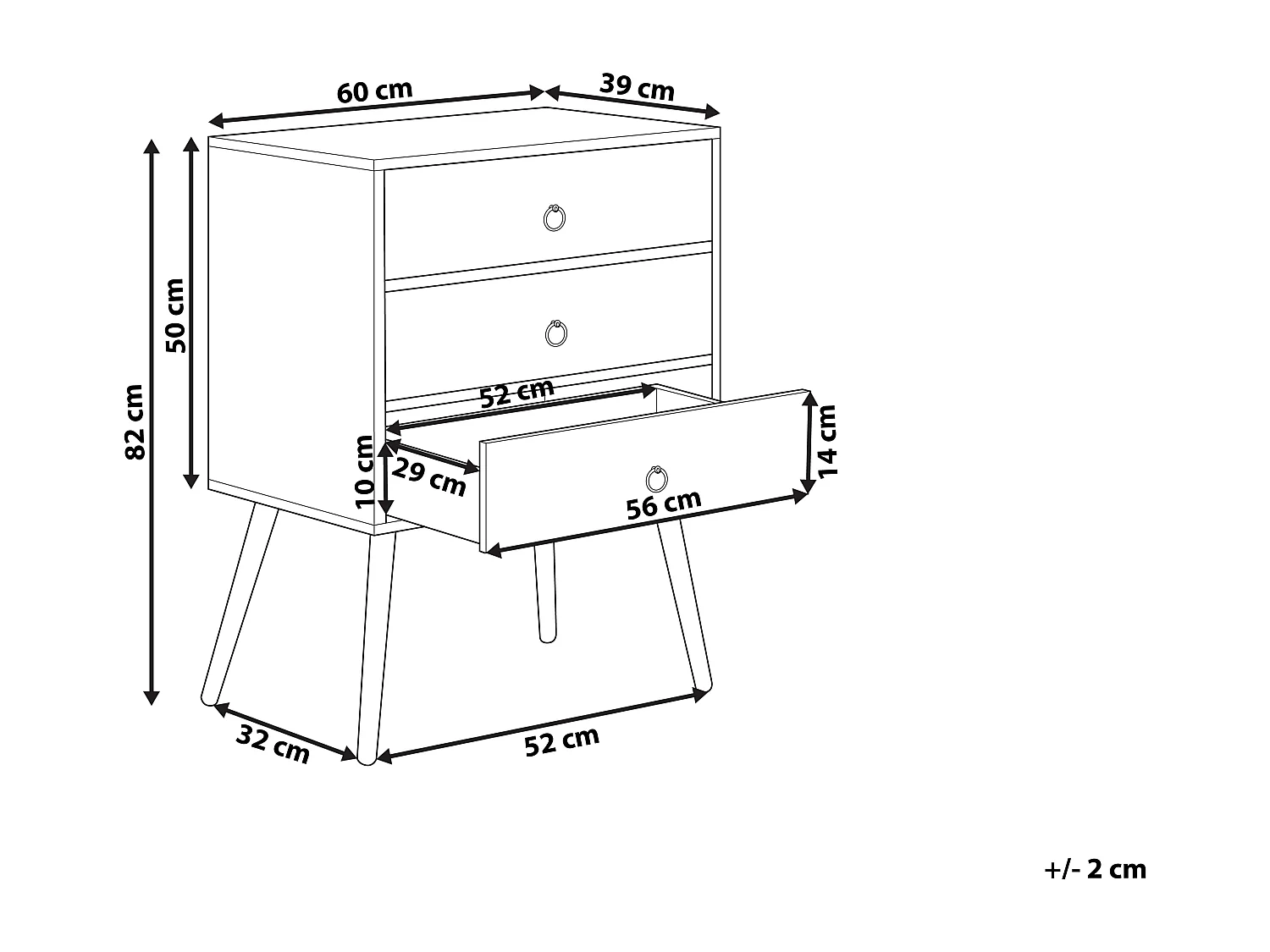Kommode mit 3 Schubladen dunkler Holzfarbton / grau Betonoptik Rustikal Batley