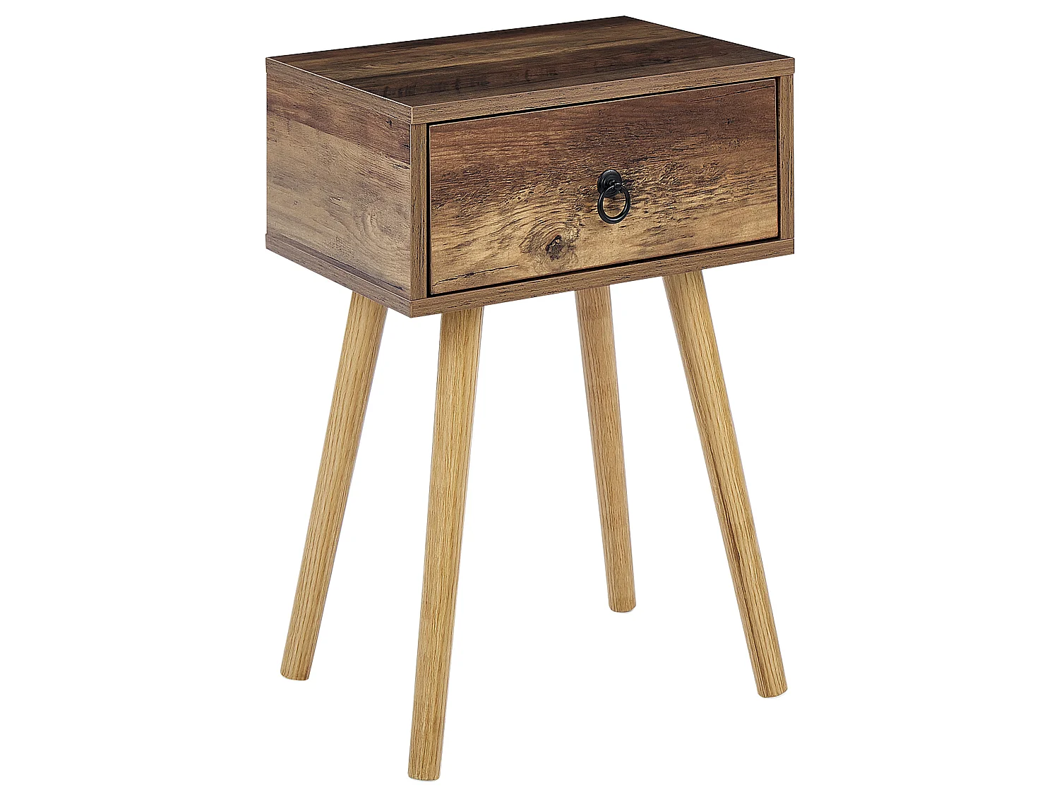 Mesa de noche de 1 cajón Madera oscura BATLEY