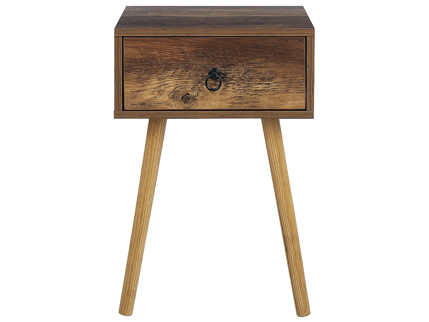 Mesa de noche de 1 cajón Madera oscura BATLEY