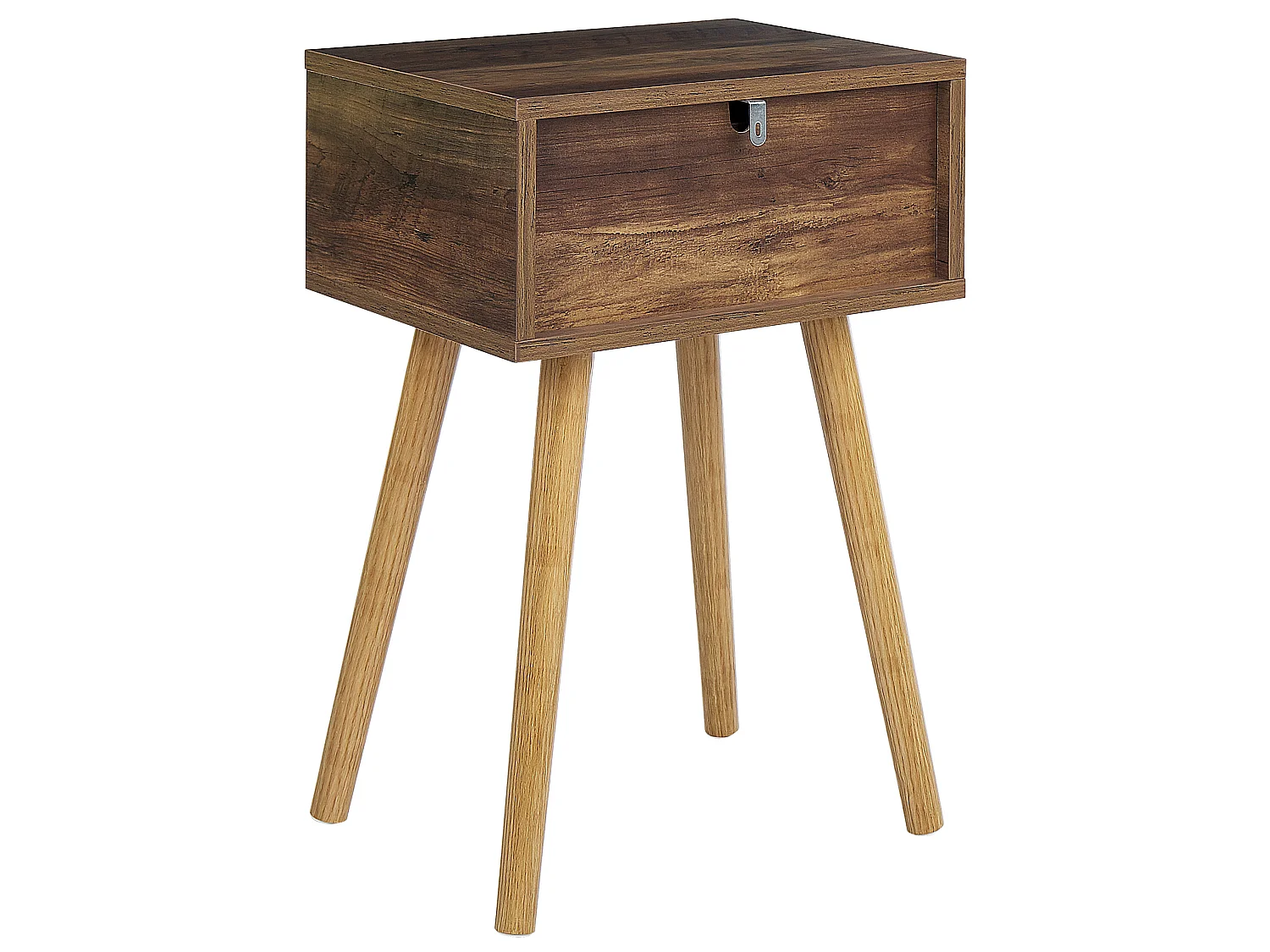 Mesa de noche de 1 cajón Madera oscura BATLEY