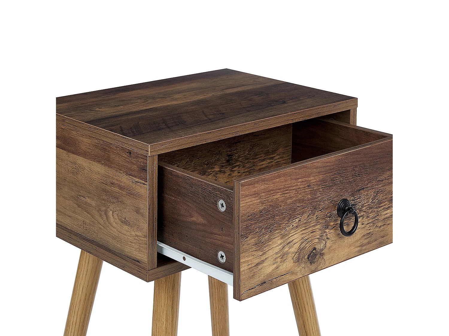 Mesa de noche de 1 cajón Madera oscura BATLEY