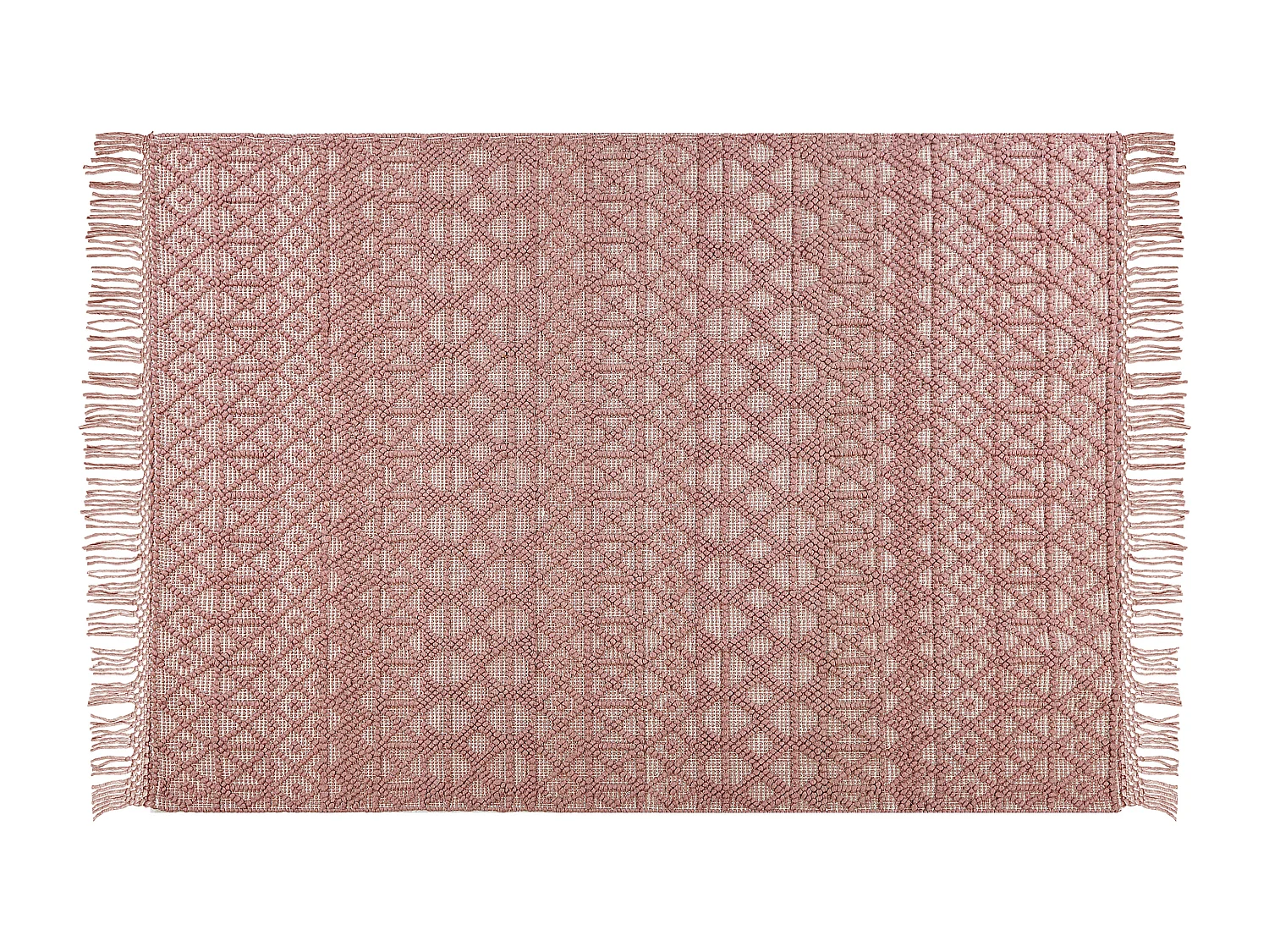 Teppich aus Wolle rosa 160 x 230 cm rechteckig mit Fransen Boho Alucra