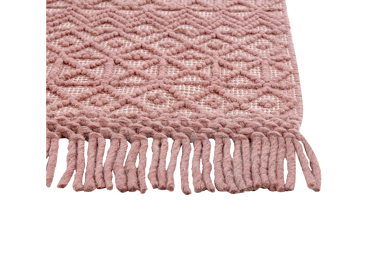 Teppich aus Wolle rosa 160 x 230 cm rechteckig mit Fransen Boho Alucra