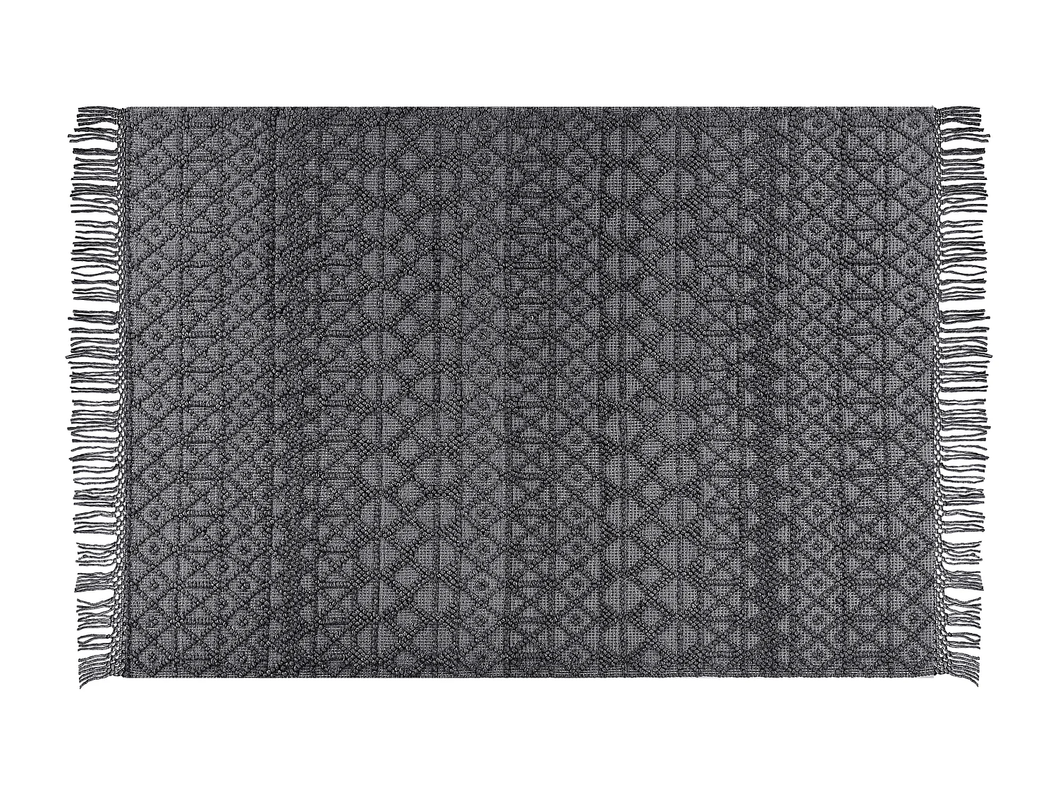 Teppich aus Wolle schwarz 160 x 230 cm rechteckig mit Fransen Boho Alucra
