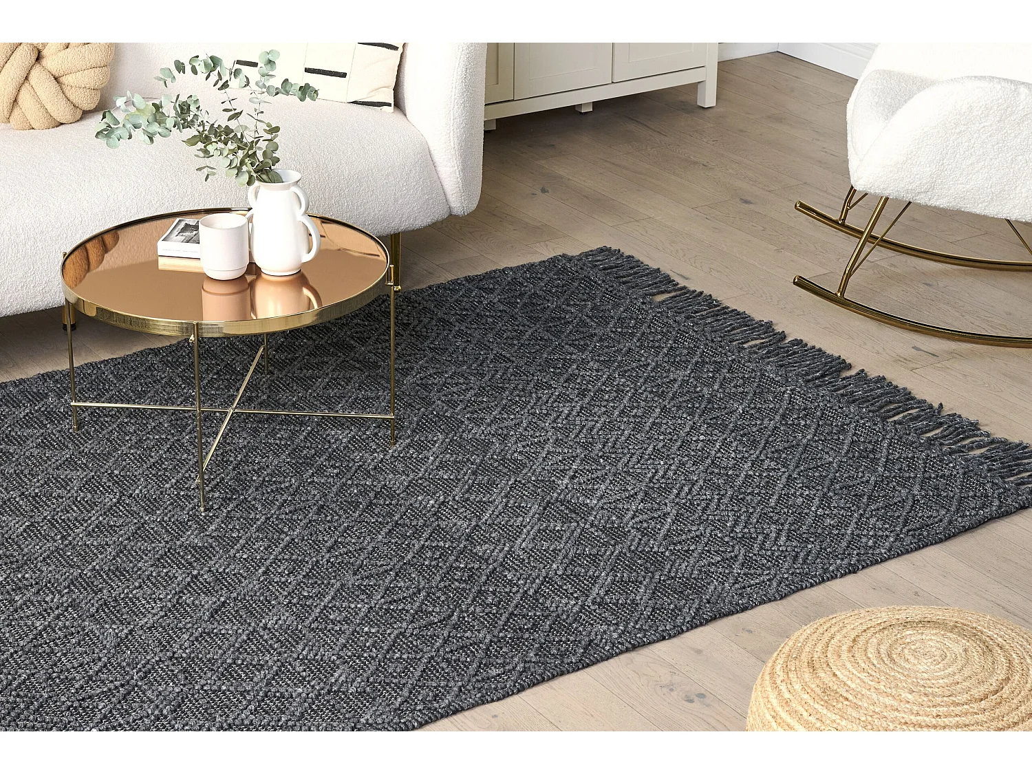 Tapis en laine 160 x 230 cm noir ALUCRA