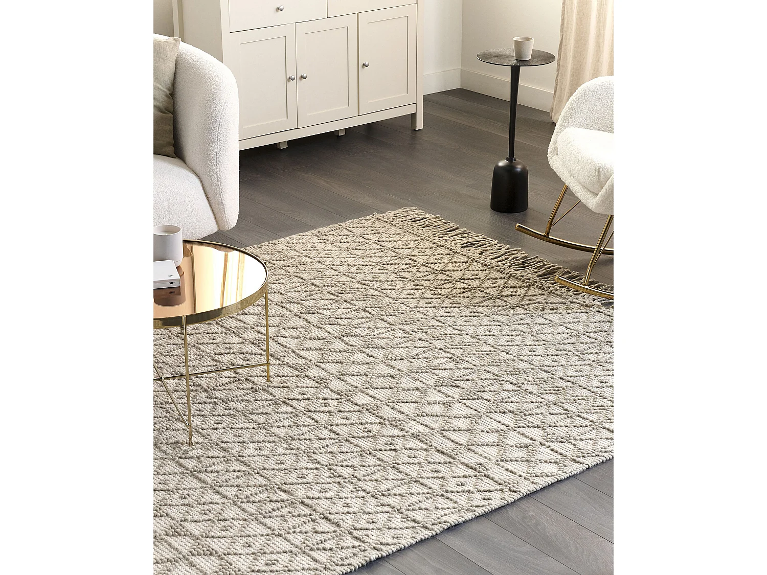 Vloerkleed wol beige 160 x 230 cm ALUCRA