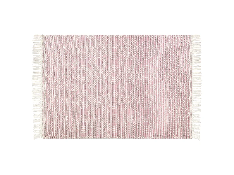 Teppich Wolle pastellrosa / weiss 160 x 230 cm Kurzflor ADANA
