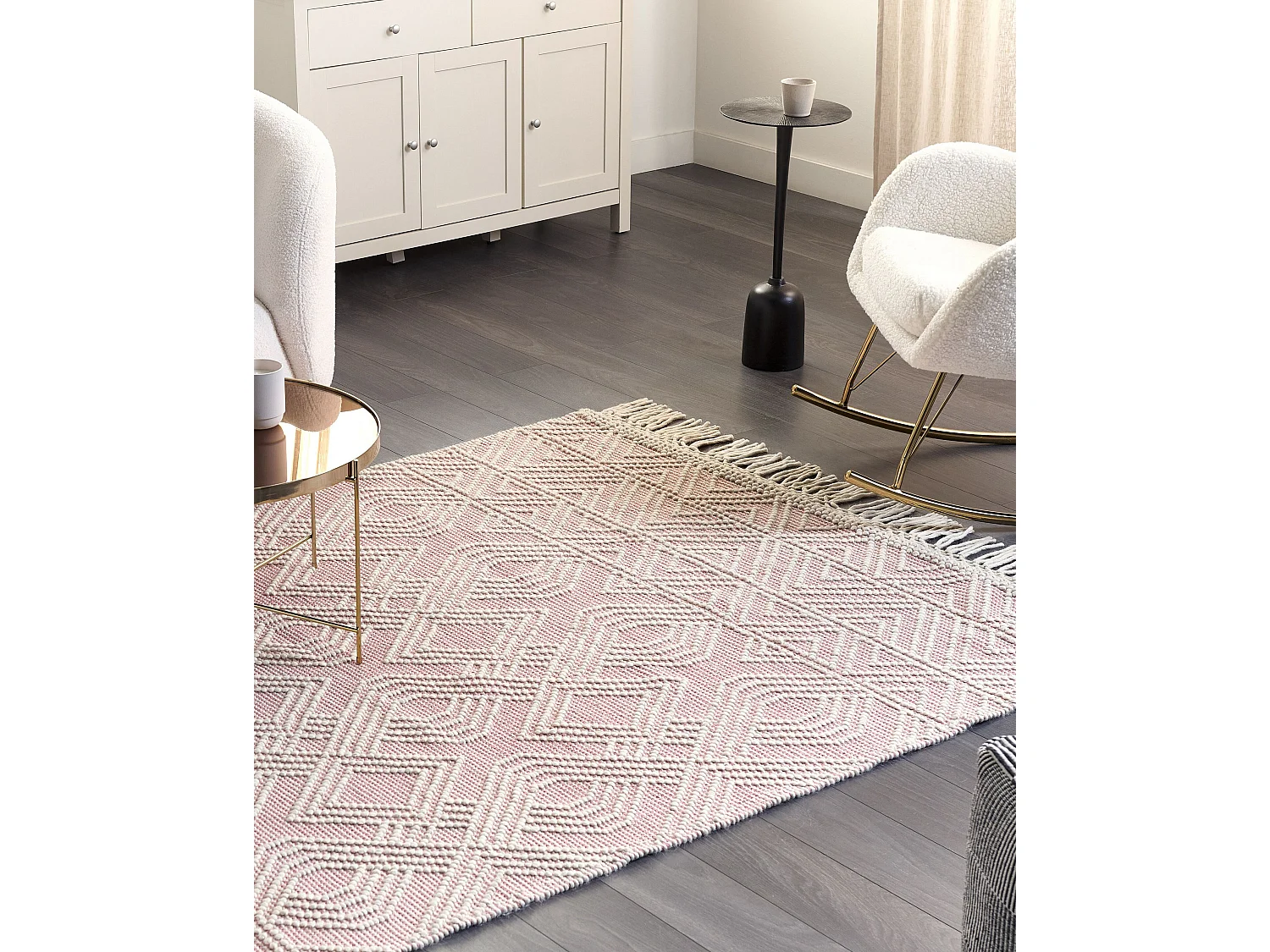 Vloerkleed wol roze 160 x 230 cm ADANA