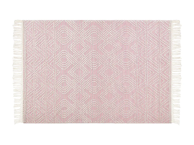 Teppich Wolle pastellrosa / weiss 160 x 230 cm Kurzflor ADANA
