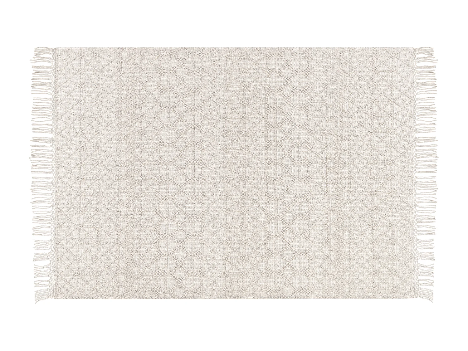 Teppich aus Wolle helles Beige 160 x 230 cm rechteckig mit Fransen Boho Alucra