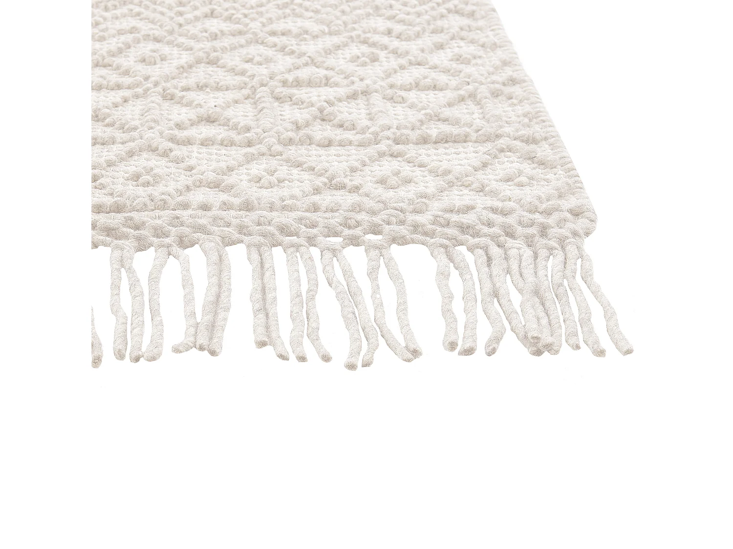 Teppich aus Wolle helles Beige 160 x 230 cm rechteckig mit Fransen Boho Alucra