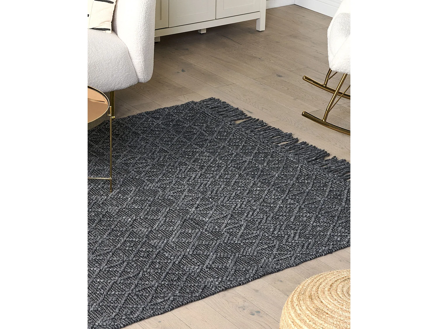 Vloerkleed wol zwart 200 x 300 cm ALUCRA