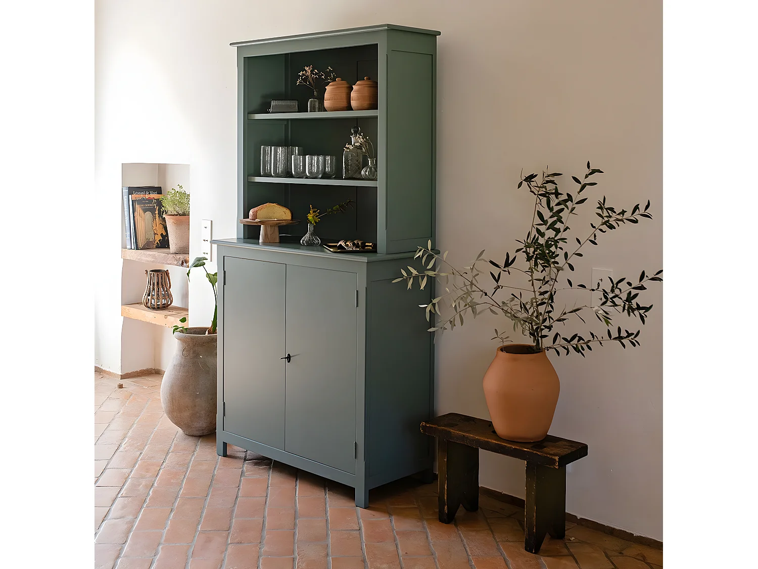 Vaisselier en pin vert Léandre