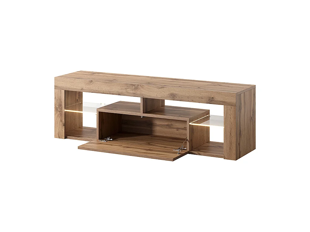 TV-meubel / TV-bank (140 cm, Lancaster eiken, LED-verlichting) - BIANKO