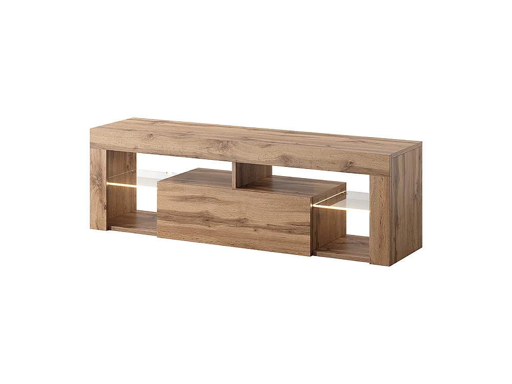 TV-meubel / TV-bank (140 cm, Lancaster eiken, LED-verlichting) - BIANKO